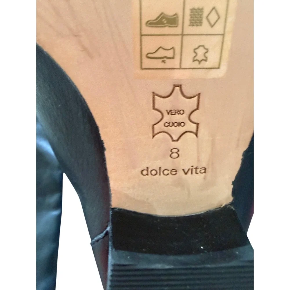 Dolce Vita Black Leather Over The Knee Boots Back Zip Vero Cuoio Sole Size 8